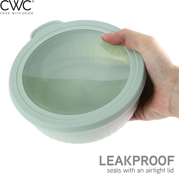 COOK WITH COLOR Prep Bowls with Lids- Wide and Deep Nesting Plastic Small Mixing Bowl Set with Lids, 8 Piece Set - Wide Bowls, Sage - Image 6