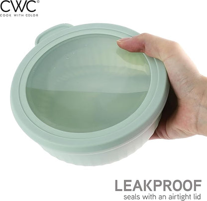 COOK WITH COLOR Prep Bowls with Lids- Wide and Deep Nesting Plastic Small Mixing Bowl Set with Lids, 8 Piece Set - Wide Bowls, Sage - Image 6