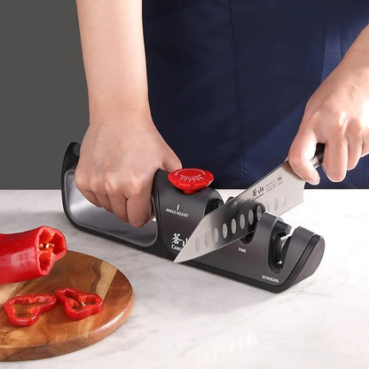 Cangshan 1026108 3-Stage Adjustable 14-24 Degree Professional Knife + Scissor Sharpener Black - Image 7