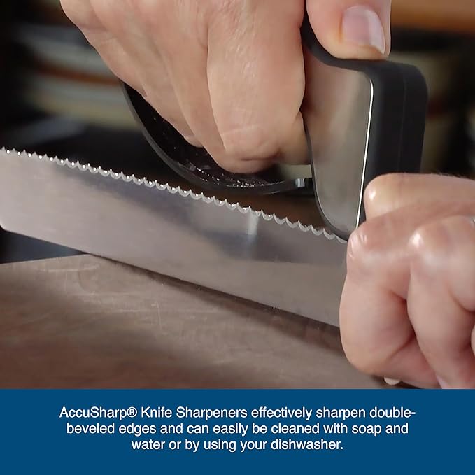 AccuSharp Knife Sharpener, Ergonomic Comfortable Handle, Compact & Easy to Use, Restore and Hone Straight & Serrated Knives, White & Black - Image 5