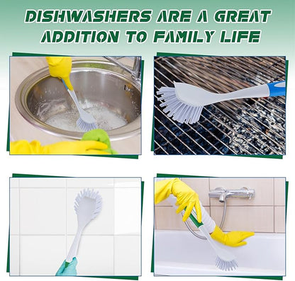 Hsei 20 Pcs Blue and Green Kitchen Scrub Dish Brush Bulk with 11 Inch Anti Slip Handle Cleaning Dish Scrubber with Stiff Bristles Washing Scrub Brushes for Housekeeping for Pots and Pans, Kitchen Sink - Image 3