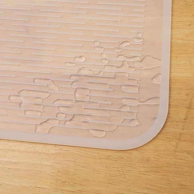 MicoYang Silicone Dish Drying Mat for Multiple Usage,Easy clean,Eco-friendly,Heat-resistant Silicone Mat for Kitchen Counter or Sink,Refrigerator or Drawer Liner Translucent 2XL 24 inches x 18 inches - Image 9