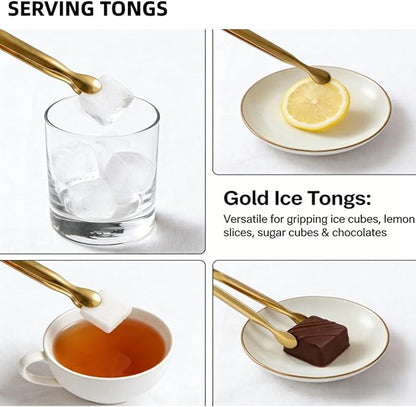 6 PCS Gold Sugar Tongs Set – 304 Stainless Steel Mini Tongs for Tea Parties, Desserts & Sugar Cubes | Elegant, Dishwasher Safe, Rounded Edges - Image 7