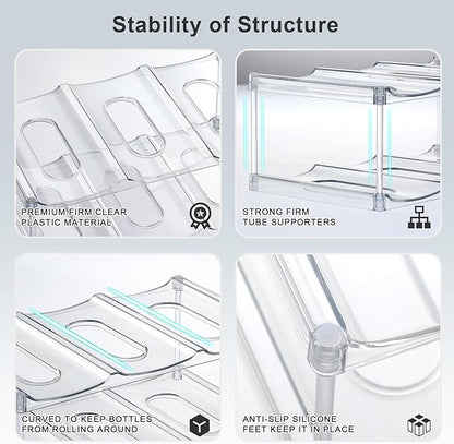 LARGER Compartment - Stackable Water Bottle Organizer Holder - for Stanley & Others' Large Tumbler - Clear Wine Rack, Cup Bottle Holder for Cabinet Home Countertop Fridge Pantry Shelf, 2 Tier Hold 6 - Image 7