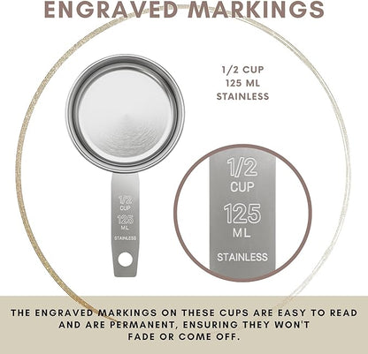 1/2 Cup Stainless Steel Measuring Cup | Sturdy Metal 125 ml | 125 cc | 4 oz | Single Cup for Wet and Dry Ingredients | Great for use as 1/2 Cup Dog Food Scoop - 12 PK - Image 5