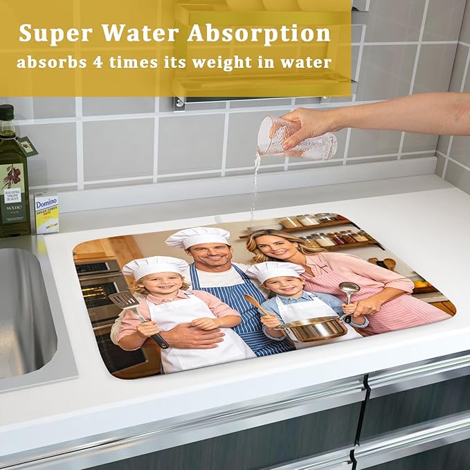 Custom Personalized Dish Drying Mat for Kitchen Counter Customized Dying Pad with Picture Text Home Decor Large - Image 7