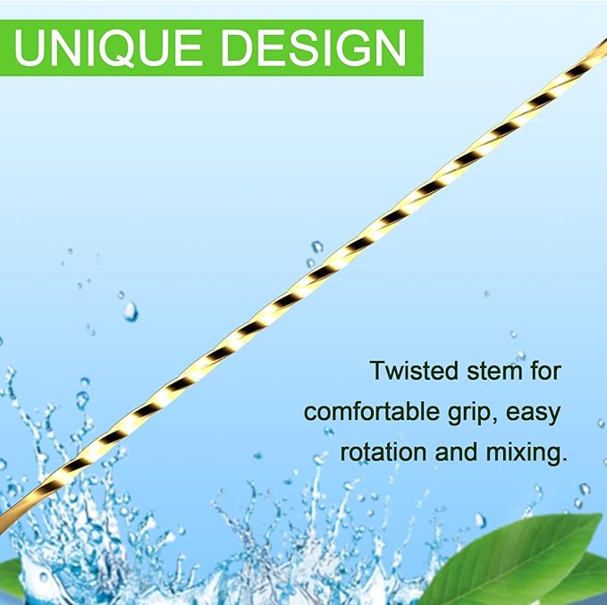 BRIOUT 2 Pcs Bar Spoon, 12 Inches Long Handle Drink Stirrer, Stainless Steel Bar Cocktail Mixing Spoons with Double Ended Design for Stirring, Gold - Image 4