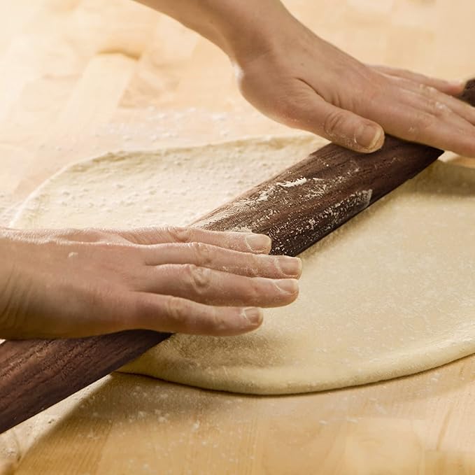French Rolling Pin (17 Inches) –WoodenRoll Pin for Fondant, Pie Crust, Cookie, Pastry, Dough –Tapered Design & Smooth Construction - Essential Kitchen Utensil,Walnut Wood - Image 5