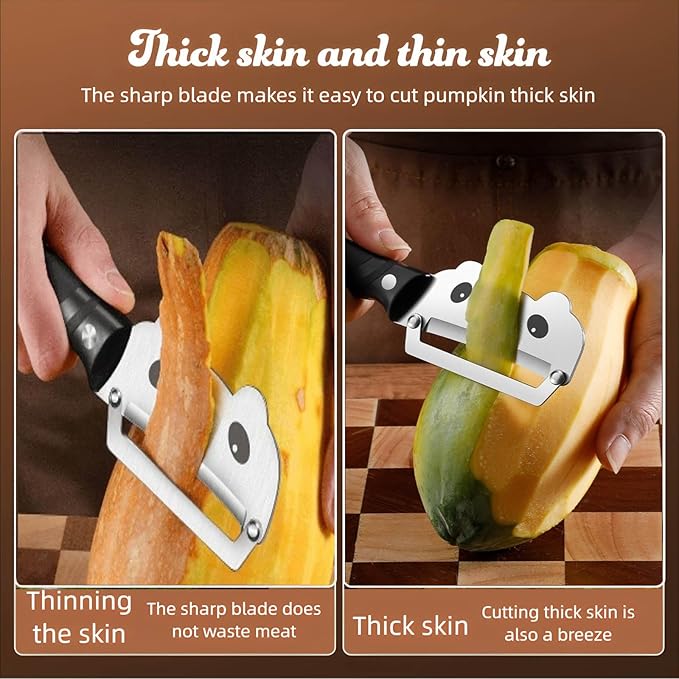 Multifunctional Vegetable Peeler, Stainless Steel Curved Blade Peeler with Ergonomic Handle for Potato, Pumpkin, Melon, Fruit, Kitchen Gadget - Image 3