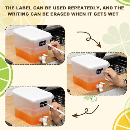Mumufy 2 Pcs 1.32 Gallon Drink Dispensers for Parties with Spigot Plastic Beverage Dispenser for Fridge Juice Lemonade Container with Marker Sticker Family Daily Use