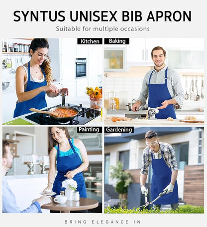 Syntus Apron for Men Women, Adjustable Cooking Kitchen Chef Aprons with 2 Pockets, Cotton/Polycotton/Polyester - Image 6