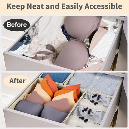 Criusia Drawer Organizer Clothes, 8 Pack Underwear Drawer Organizer, Foldable Cloth Storage Box Closet Organizers and Storage for Clothes, Socks, Scarves, Ties (Beige) - Image 3
