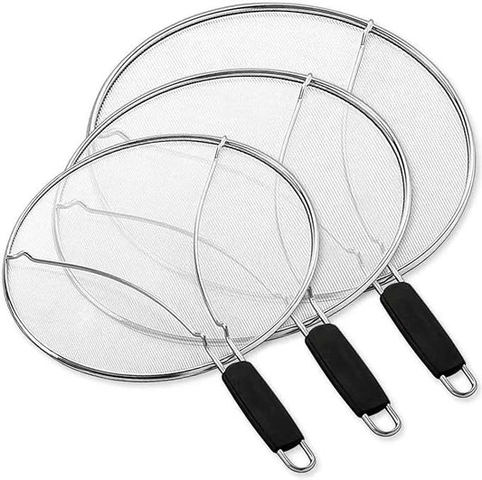 Splatter Screen for Cooking - Stainless Steel Grease Splatter Guard for Frying Pan, Ultra Fine Mesh Lids Set of 3(9.8", 11.4", 13") by PLACHIDAY