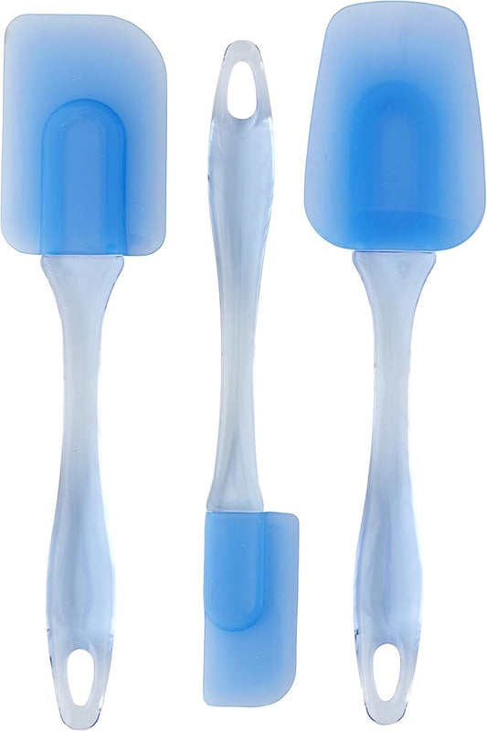 Wilton Easy Flex Silicone Spatula Set - Your Versatile Tools for Mixing, Folding, Scraping, Cooking, Frosting and Serving, Blue, 3-Piece by Wilton