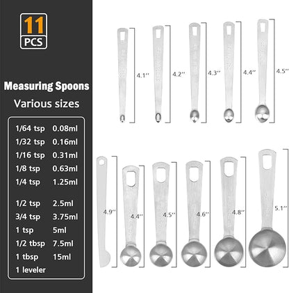 Accmor Stainless Steel Measuring Spoons Set with Leveler, 10 Pcs Mini Stackable Teaspoon & Tablespoon for Baking & Cooking, Kitchen Gadgets for Small Amount of Dry or Liquid Ingredients and Spices - Image 6