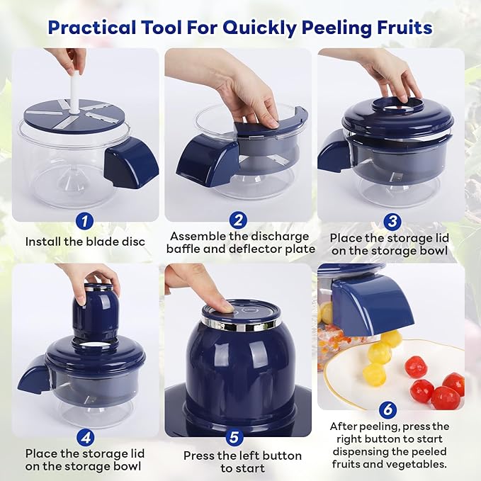Automatic Grape Peeler Machine, Electric Garlic & Cherry Tomato Peeler Skin Remover Tool for Small Fruits, Effortless Peeling for Home Kitchen (Blue-1PC) - Image 7
