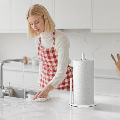 Paper Towel Holder Countertop, Stainless Steel, White, for Kitchen, Pantry, RV - Image 6