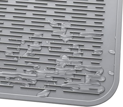 MicoYang Silicone Dish Drying Mat for Multiple Usage,Easy clean,Eco-friendly,Heat-resistant Silicone Mat for Kitchen Counter or Sink,Refrigerator or Drawer Liner Grey 4XL 32 inches x 18 inches - Image 9