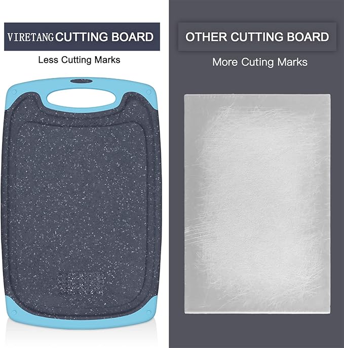 Plastic Cutting Board, 3 Pieces Dishwasher Safe Cutting Boards with Juice Grooves, Easy Grip Handle, Non-Slip, with Grinding Area for Grinding Garlic and Ginger（aqua） - Image 5