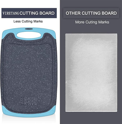 Plastic Cutting Board, 3 Pieces Dishwasher Safe Cutting Boards with Juice Grooves, Easy Grip Handle, Non-Slip, with Grinding Area for Grinding Garlic and Ginger（aqua） - Image 5