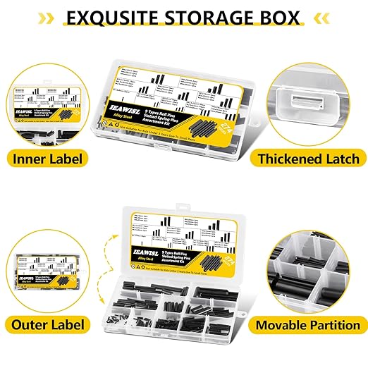 274 Pcs Roll Pin Set, Slotted Metric Roll Pins 65Mn Steel - M1.5 M2 M2.5 M3 M3.5 M4 M5 M6 M8 for Home Automotive Repair