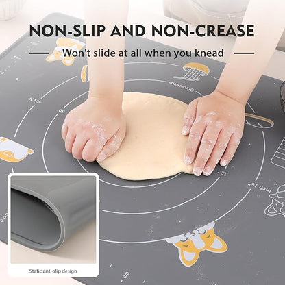 Ourokhome Silicone Baking Mat Sheet and Pastry Dough Cutter, 0.5 Inch Thick 28" X 20" BPA free Silicone Rolling Mat, Non-Stick and Anti-Slip, Dishwasher Safe (Gray) - Image 4