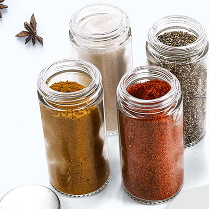 Tebery 12 Pack Round Spice Bottles 3oz Glass Spice Jars with Silver Metal Lids, Shaker Tops, Wide Funnel and Labels - Image 4