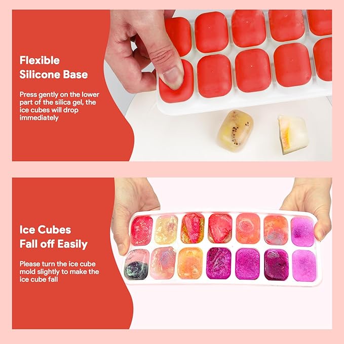Ice Cube Trays 4 Pack, Airabc Silicone Ice Cube Trays with Removable Lid, Easy-Release Flexible 14-cube Ice Trays, LFGB Certified and BPA Free, Stackable Ice Trays with Covers for Cocktail, Freezer - Image 5