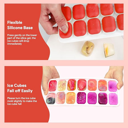 Ice Cube Trays 4 Pack, Airabc Silicone Ice Cube Trays with Removable Lid, Easy-Release Flexible 14-cube Ice Trays, LFGB Certified and BPA Free, Stackable Ice Trays with Covers for Cocktail, Freezer - Image 5