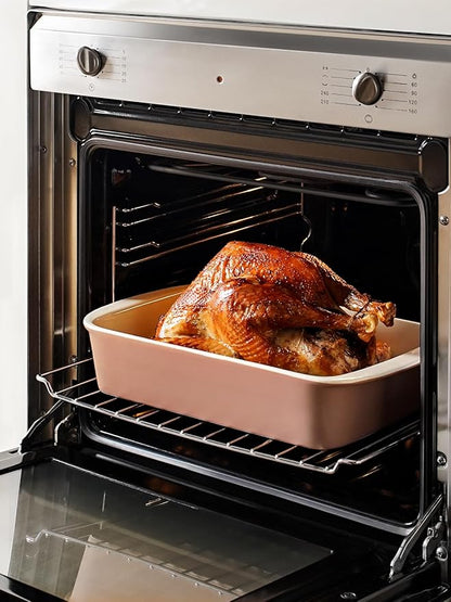 LE TAUCI Deep Casserole Dishes for Oven, 13.7”x9.6” Ceramic Baking Dish Set with Roasting Racks, Large Lasagna Pans with Handles, Rectangular Bakeware as Gift for Mom, Dusty Pink(4.6QT/3.0QT/1.6QT), Set of 3 - Image 7