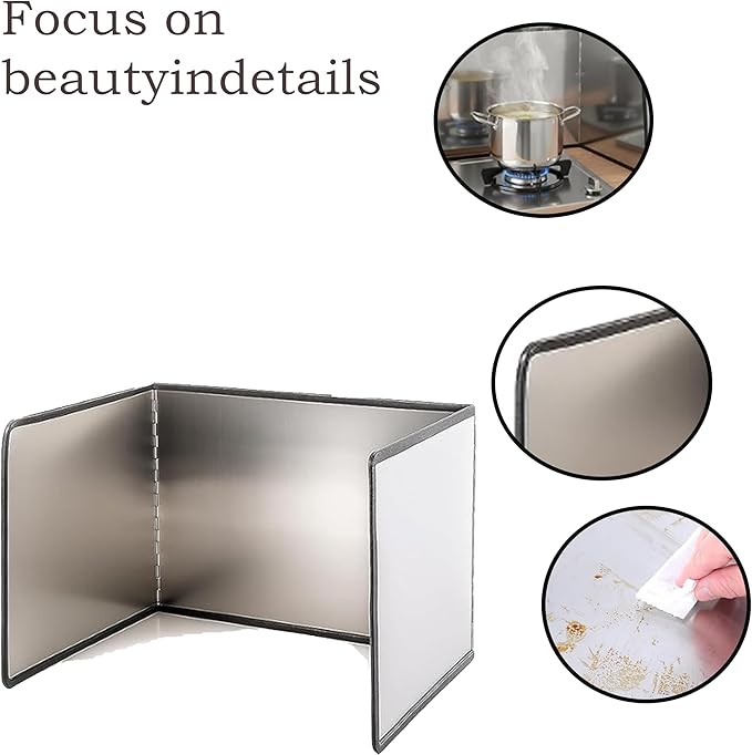 3-Sided Splatter Guard - Stainless Steel Foldable Grease Splatter Screen for Frying Pan, Nonstick & Heat Resistant Stove Top Shield, Stops Oil Splashes for Safer Cooking - Image 4