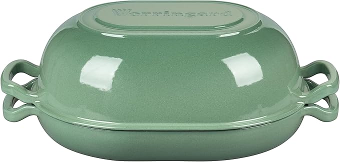 VORRINGARD Enameled Cast Iron Sourdough Bread Oven, Dutch Oven, Loaf Cast Iron Bread Pan for Homemade Bread Baking, Meatloaf Pan with Lid, 7QT, Sage Green - Image 7