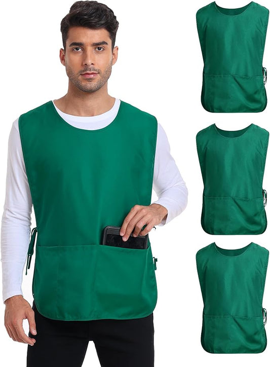 Xeoxarel Unisex Cobbler Apron with 3 Pockets, Smock Vest Apron, Suitable for Cooking，Kitchen，Garden，Hairstylist，Cleaning，Art