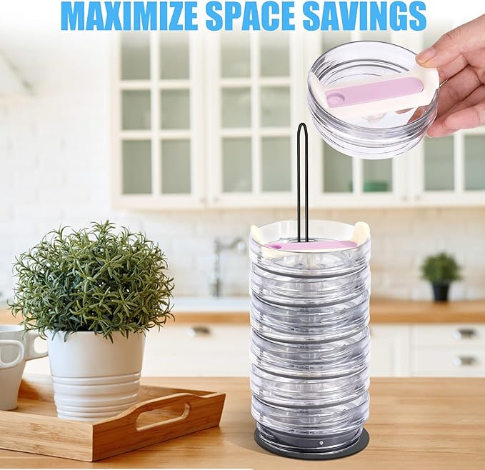 Vodolo Tumbler Lid Organizer,Cup Lid Holder,Slim Vertical Storage for Up to 15 Lids,Cup Lid Organizer for YETI/Stanley/Simple Modern,Save Pantry, Countertop,Kitchen Cabinets Space - Image 7