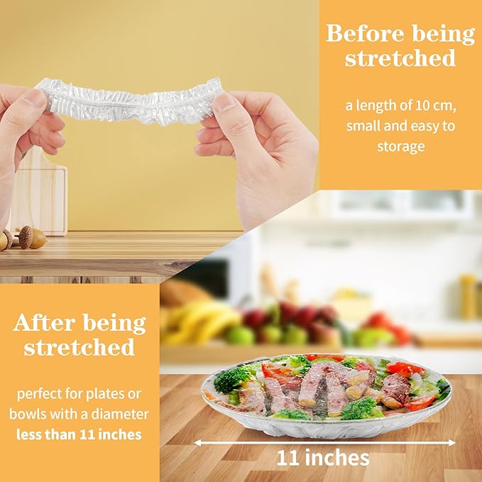 200 Pcs Bowl Covers for Bread Proofing, Plastic Shower Caps for Sourdough Bread, Food Covers Stretch Reusable Elastic, Keep Food Fresh and Dust Away - Image 2