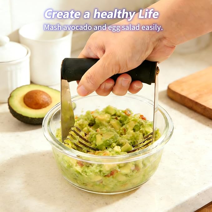 SmileCat Stainless Steel Dough Blender, Dishwasher-Safe Pastry Cutter, Biscuit Cutter, Butter Cutter for Baking. Gold