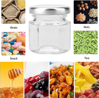 Accguan 30 Pcs 1.5 oz Glass Jars with Silver Lids, Mini Mason Jars for Gifts, Crafts, Wedding, Spice, ExtraTags String