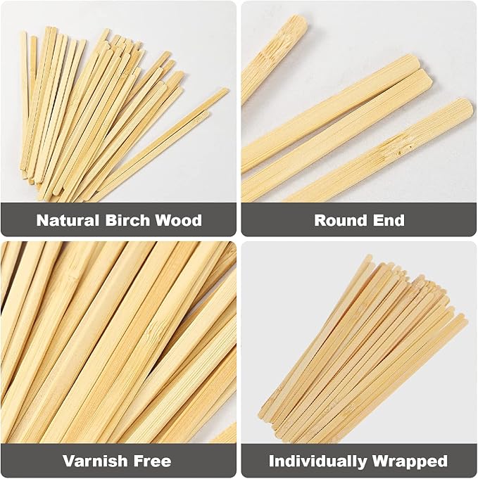 100pcs Wood Coffee Stirrer Sticks, 5.5 Inch Wooden Swizzle Stick Beverage Mixer, Eco Friendly Long Stirrer Stir Sticks for Mixing Cocktail Hot Chocolate Drinking Tea - Image 3