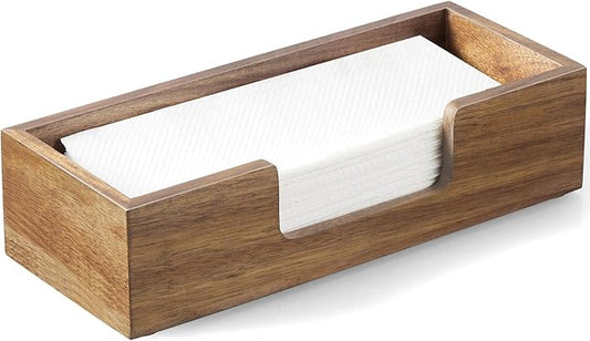 Paper Towel Dispenser Countertop, Acacia Wood Folded Paper Hand Towel Holder for Guest Bathroom, Commercial Tabletop Tissue Dispenser Tray for Multifold C-Fold, Z-Fold, Trifold