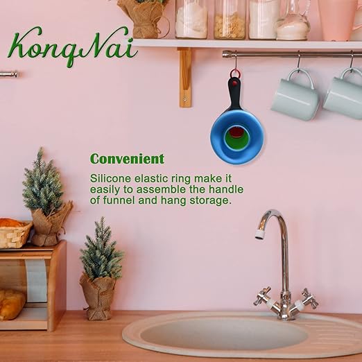 KongNai Canning Funnel for Wide and Regular Jars，Wide Mouth Funnels Sets of 3, Large for Mason Jar, Food Grade Collapsible Silicone Kitchen Accessories for Transfer Jam, Juice, Spices and Oil - Image 5