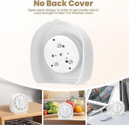 Kitchen Timers for Cooking, 60 Minute Wind Up - Chef Cooking Timer with Loud Alarm,100% Mechanical Desk Timer -No Batteries Required - Manual Countdown timers for Home, Study and Cooking (White) - Image 6