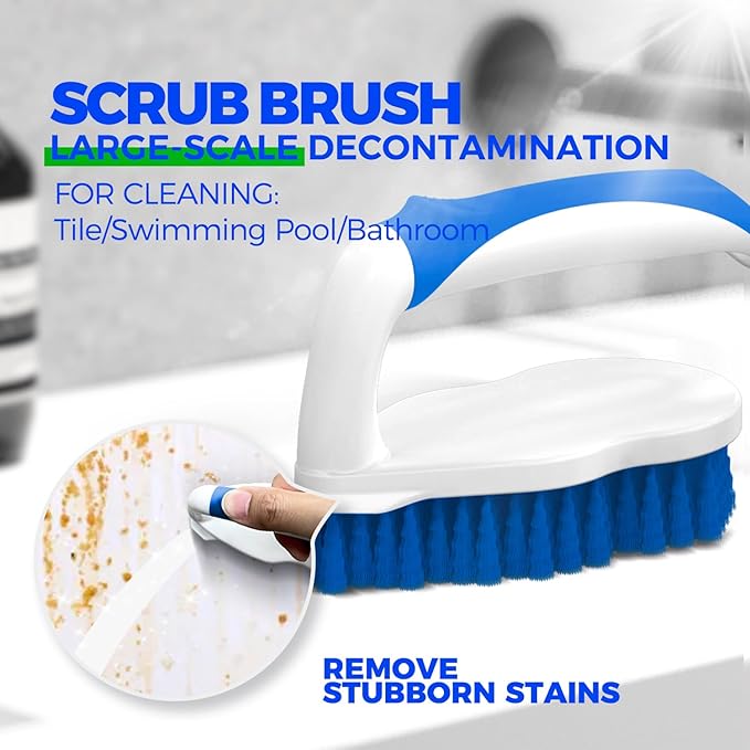 Holikme 7 Pack Deep Cleaning Brush Set, Scrub Brush, Grout Brush, Pool Brush, Scrub Pads with Scraper Tip Scouring Pads, for Pool Walls, Bathroom, Floor, Bike, Tub, Shower and Kitchen Surface (Blue) - Image 2