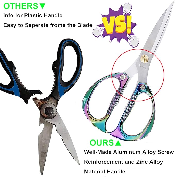 Kitchen Scissors All Purpose Heavy Duty Kitchen Shears for Food, Meat, Poultry, vegetable, Herbs| 7.5inches Utility Scissors for Cooking, Office, Fabric - Image 6