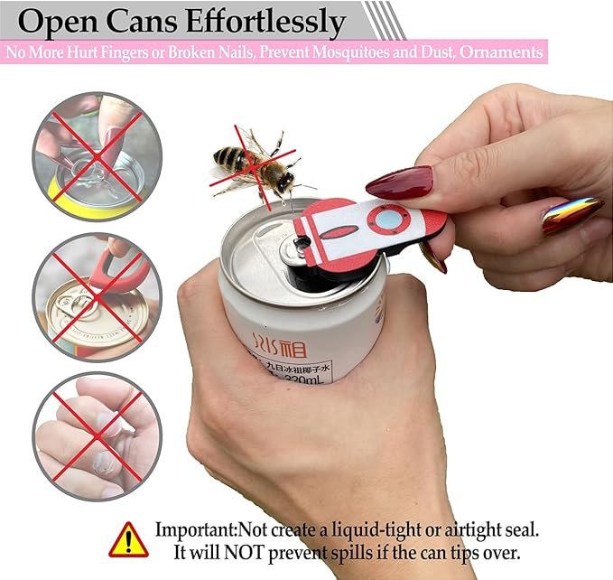 Soda Can Tab Opener Mini Soda Can Cover Easy Tab Opener and Drink Protector Cute Beverage Barricade Soda Protector for Beer,Coke,Aluminum Cans at Party,BBQ, Beach(Rocket)