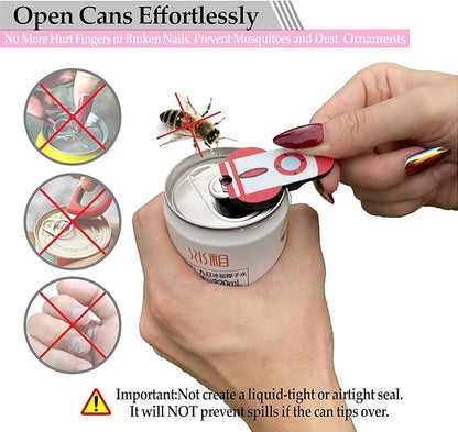 Soda Can Tab Opener Mini Soda Can Cover Easy Tab Opener and Drink Protector Cute Beverage Barricade Soda Protector for Beer,Coke,Aluminum Cans at Party,BBQ, Beach(Rocket)