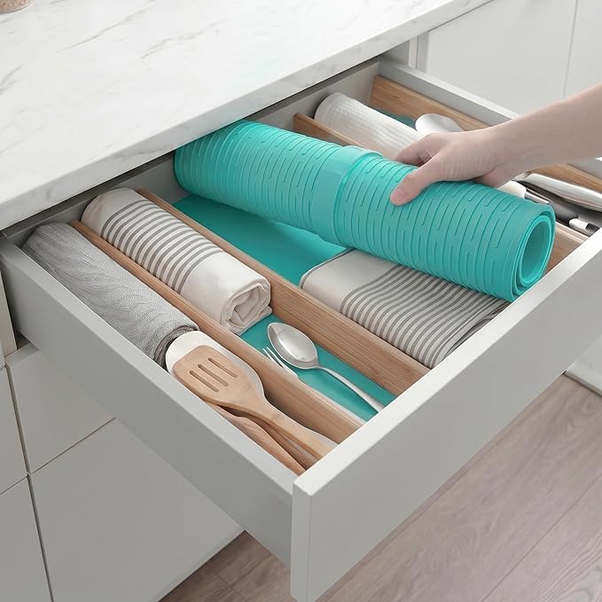 MicoYang Silicone Dish Drying Mat for Multiple Usage,Easy clean,Eco-friendly,Heat-resistant Silicone Mat for Kitchen Counter or Sink,Refrigerator or Drawer Liner Mint 2XL 24 inches x 18 inches - Image 8