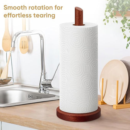 Kaishun Wooden Paper Towel Holder Countertop - Solid Ebony Paper Towel Dispenser Stand, Walnut