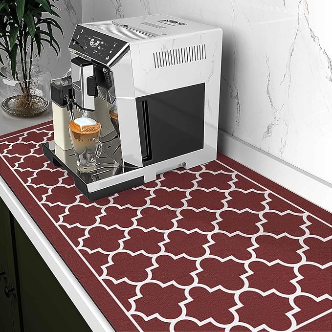 WISELIFE Dish Drying Mat Super Absorbent Drying Mat Large Dish Drying Mats for Kitchen Counter Easy Clean Dish Mat Kitchen Drying Mat18"x 32" Stylish Red - Image 2
