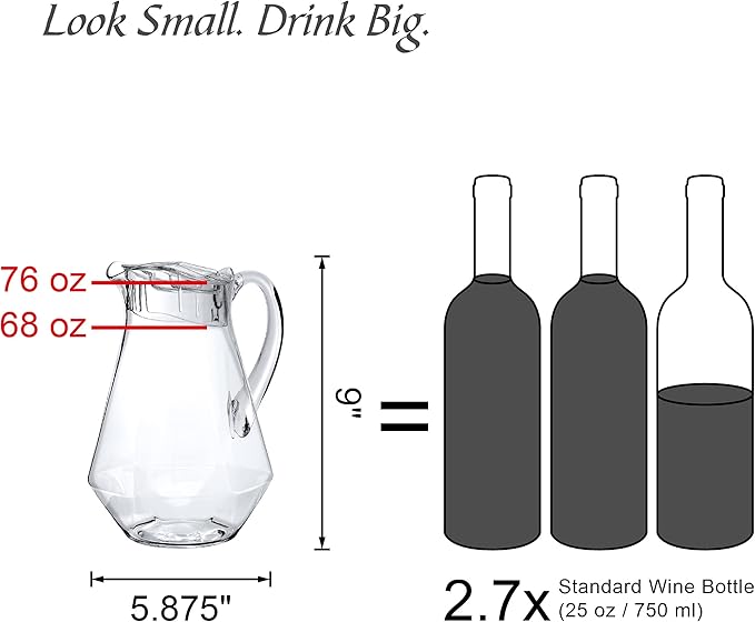 Amazing Abby - Sparkly - Plastic Pitcher (64 oz, 2 Quart), Clear Water Pitcher with Lid, Fridge Jug, BPA-Free, Shatter-Proof, Great for Iced Tea, Sangria, Lemonade, Juice, Milk, and More - Image 6