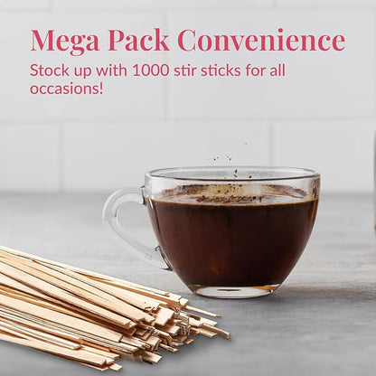1000 Wooden Coffee Stirrer by Prestee - Disposable 5.5 inches Long Wooden Stir Sticks for Coffee and Cocktails - Smooth, Splinter-Free Beverage Mixers - Ideal for Cafe, Bars and Drink Stations - Image 4